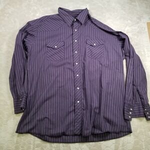 VTG Wrangler Western Pearl Snap Purple Striped Button Up Men's Size 3XL